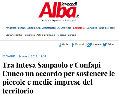Intesa SP Confapi su La voce di Alba