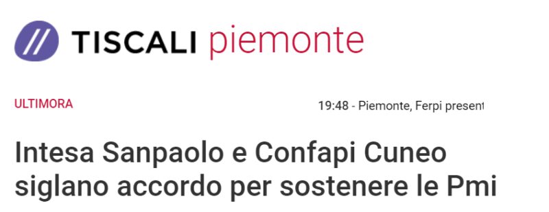 Intesa Sanpaolo e Confapi Cuneo accordo per sostenere le piccole e medie imprese