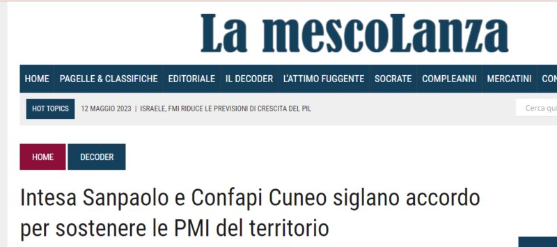 Tra Intesa Sanpaolo e Confapi Cuneo siglano un accordo per sostenere le PMI del territorio