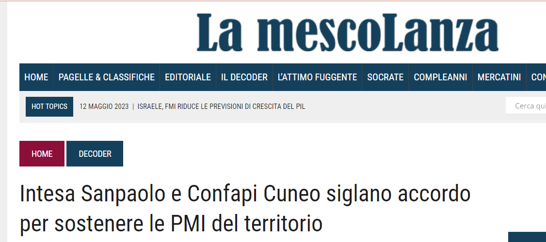 Tra Intesa Sanpaolo e Confapi Cuneo siglano un accordo per sostenere le PMI del territorio