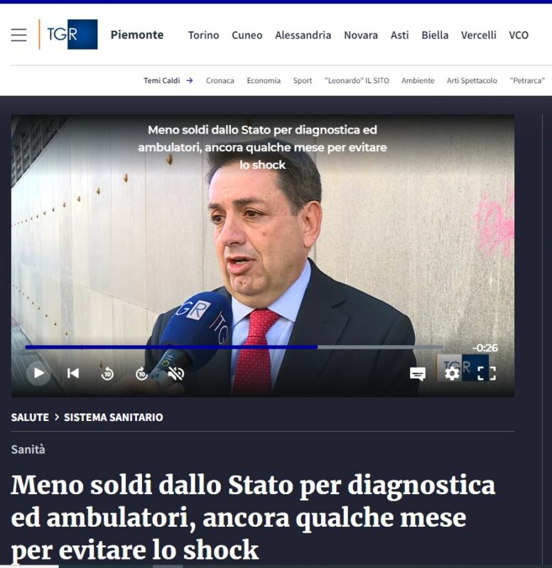 Intervista TGR Piemonte a Michele Colaci, presidente Confapi Sanità