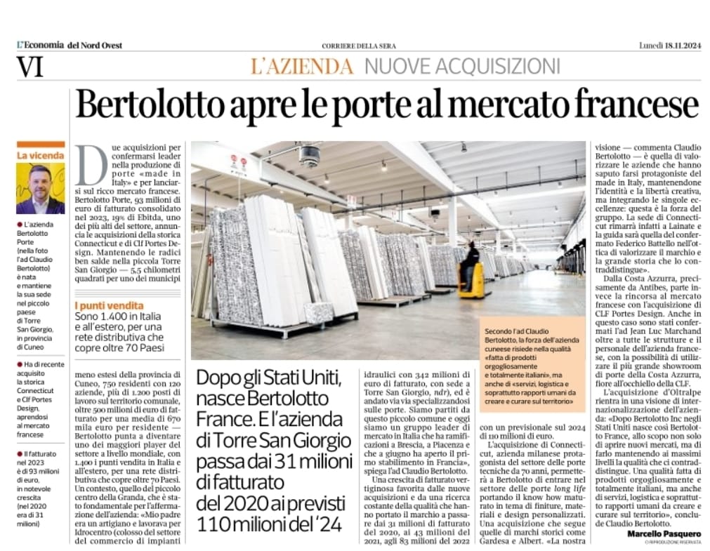 Bertolotto apre le porte al mercato francese