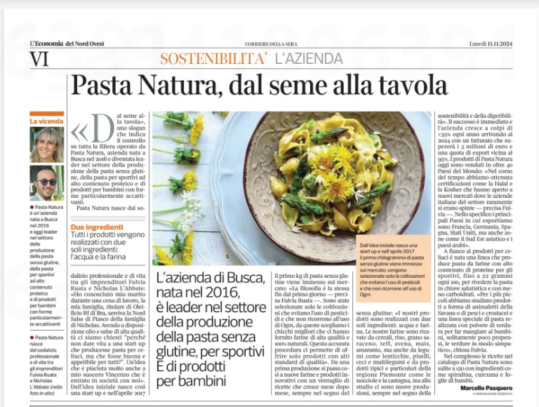 Pasta Natura, dal seme alla tavola, sul Corriere della Sera