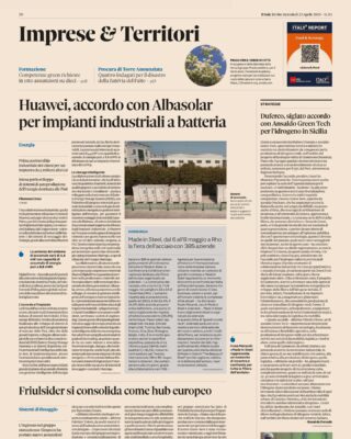 Huawei: accordo con Albasolar per impianti industriali a batteria